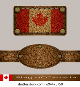Label of a flag of Canada. Set stylized as leather of objects. EPS-10. Mesh Gradient and Transparency were Used. 