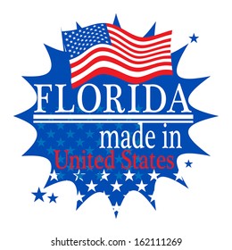 Label with flag and text Made in Florida, vector illustration