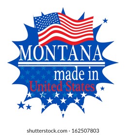 Label with flag and text Made in Montana, vector illustration