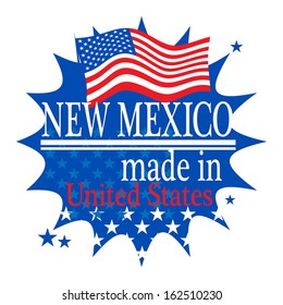 Label with flag and text Made in new Mexico, vector illustration