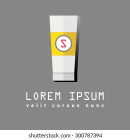Label flat white tube  for cream, tooth paste, gel, sauce, paint, glue. Can be used for logo hospital, medecine, pharmacy, madical, healthcare, cosmetics