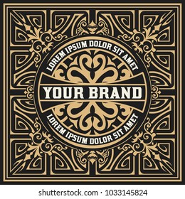 Label with floral frame