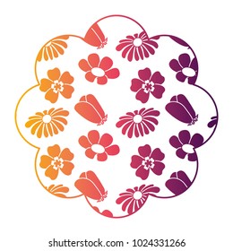 label floral pattern differents flowers spring theme