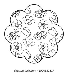 label floral pattern differents flowers spring theme