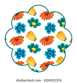 label floral pattern differents flowers spring theme