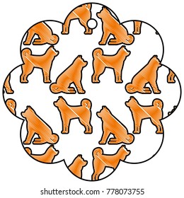 label flower chinese pattern dog zodiac calendar