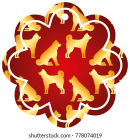 label flower chinese pattern dog zodiac calendar