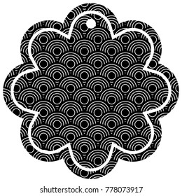 label flower chinese pattern rounded lines