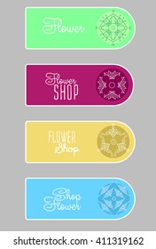 label for flower shop packaging. Linear vector illustration