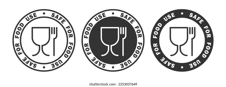 Label food grade materials icon set. For food use materials signs isolated on white background. Vector illustration