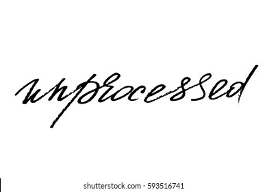 Label food product calligraphy writing unprocessed vector. Advertising sign for shops, markets, cafes and restaurants. Inscription for pack of unprocessed products 