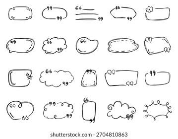 Label frame doodle talk outline set showing various hand drawn bubbles and dialogue frames used for decoration, message design, and creative communication projects