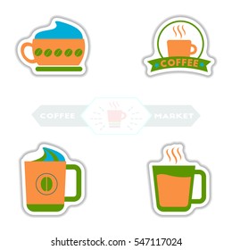 Label Frames and badges vector icon design collection coffee emblem coffee to go