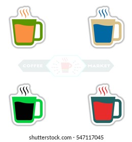 Label Frames and badges vector icon design collection coffee emblem coffee to go