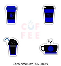 Label Frames and badges vector icon design collection coffee emblem coffee to go