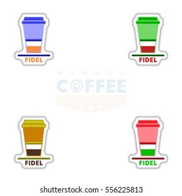 Label Frames and badges vector icon design collection coffee emblem coffee to go