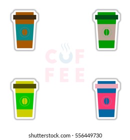 Label Frames and badges vector icon design collection coffee emblem coffee to go