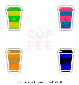 Label Frames and badges vector icon design collection coffee emblem coffee to go