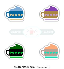 Label Frames and badges vector icon design collection coffee emblem coffee to go