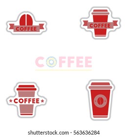 Label Frames and badges vector icon design collection coffee emblem coffee to go
