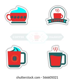 Label Frames and badges vector icon design collection coffee emblem coffee to go