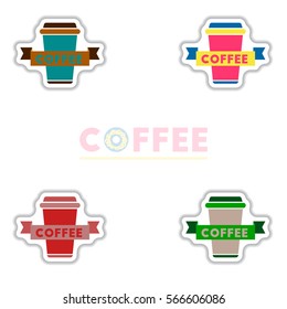 Label Frames and badges vector icon design collection coffee emblem coffee to go