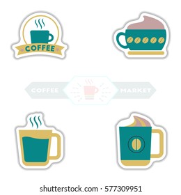 Label Frames and badges vector icon design collection coffee emblem coffee to go