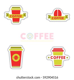 Label Frames and badges vector icon design collection coffee emblem coffee to go