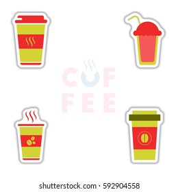 Label Frames and badges vector icon design collection coffee emblem coffee to go