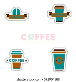 Label Frames and badges vector icon design collection coffee emblem coffee to go