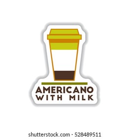 Label Frames and badges vector icons coffee emblem americano with milk