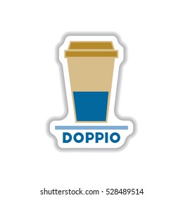 Label Frames and badges vector icons coffee emblem doppio to go