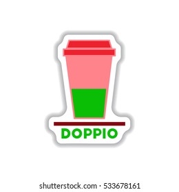 Label Frames and badges vector icons coffee emblem doppio to go