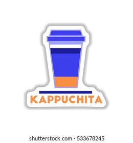 Label Frames and badges vector icons coffee emblem kappuchita to go