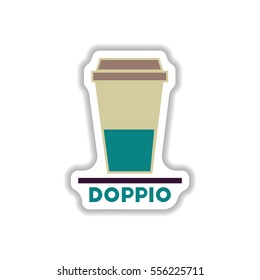 Label Frames and badges vector icons coffee emblem doppio to go
