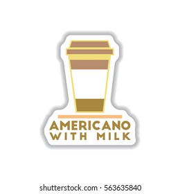 Label Frames and badges vector icons coffee emblem americano with milk