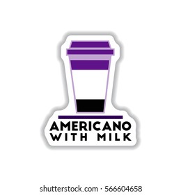 Label Frames and badges vector icons coffee emblem americano with milk