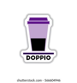 Label Frames and badges vector icons coffee emblem doppio to go