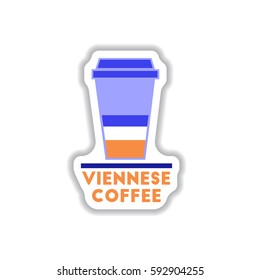 Label Frames and badges vector icons coffee emblem viennese coffee to go