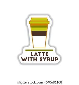 Label Frames and badges vector icons coffee emblem latte with syrup