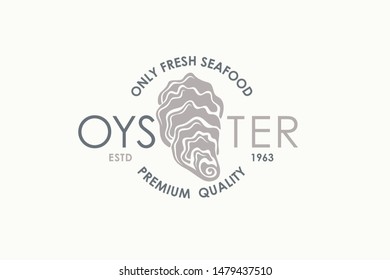 label of fresh oyster shell isolated on light background