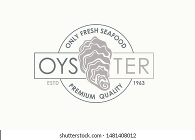 label of fresh oyster shell isolated on light background