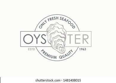 label of fresh oyster shell isolated on light background