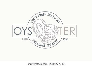 label of fresh oyster shell isolated on light background