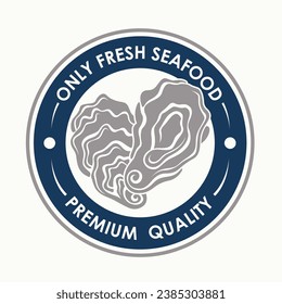 label of fresh oyster shell isolated on light background