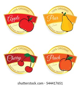 Label Of Fruit Natural Product Set Illustration Art In Colorful