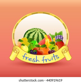 Label with fruits.Vector