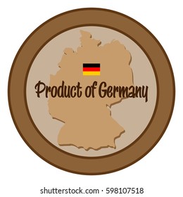 The label of the German product. Round, contour map of the country. Vector image.
