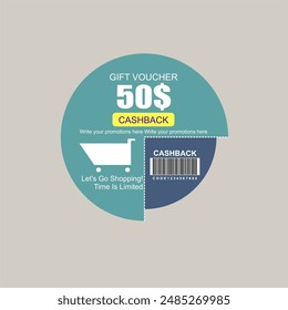 LABEL GIFT VOUCHER CASHBACK 50$ FOR BUSINESS PROMOTIONS AND PRODUCT RECOMENDATIONS