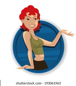 Label girl 05, vector